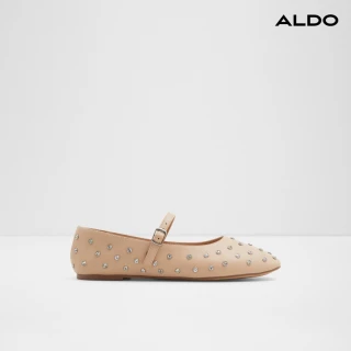 【ALDO】MARYLINA-真皮水鑽設計瑪莉珍平底鞋-女鞋(粉膚色)