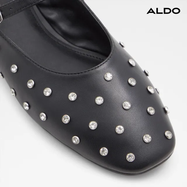 【ALDO】MARYLINA-真皮水鑽設計瑪莉珍平底鞋-女鞋(黑色)