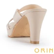 【ORIN】真皮曲線設計高跟涼拖鞋(裸色)