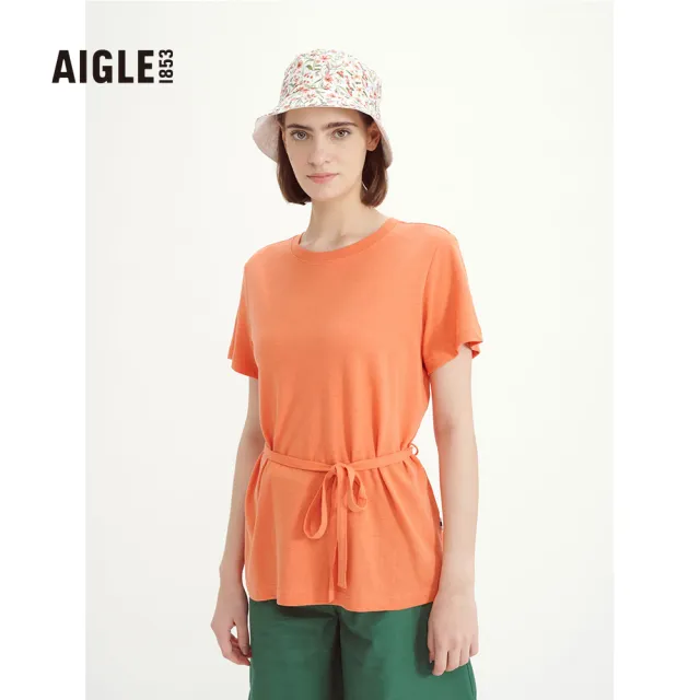 【AIGLE】優惠商品 女T恤AG-3P220A248 杏桃橘(抗UV短袖 T恤 女裝)