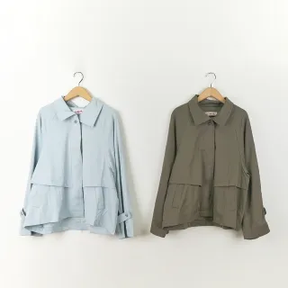 【CUMAR】拉克蘭袖寬鬆長袖外套(藍 綠)