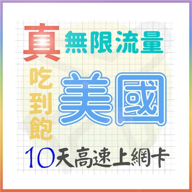 【AOTEX 奧特克斯】10天美國上網卡真無限高速流量吃到飽(手機卡SIM卡網路卡預付卡)