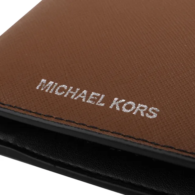 【Michael Kors】銀字防刮皮革附零錢袋短夾(駱駝色)