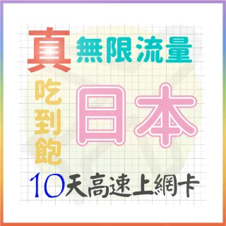 【AOTEX 奧特克斯】10天日本上網卡真無限高速流量吃到飽(手機卡SIM卡網路卡預付卡)