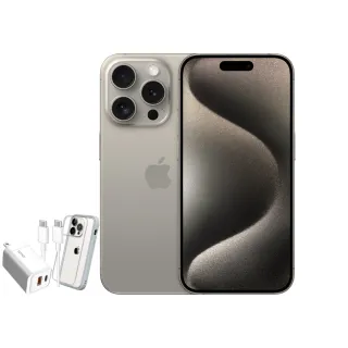 【Apple】鈦色限定優惠iPhone 15 Pro(128G/6.1吋)(33W閃充+犀牛盾耐衝殼組)