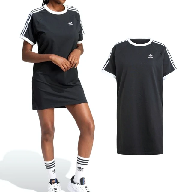 adidas 愛迪達 3 S RGLN Dress 女款 黑色 運動 休閒 長版 上衣 三葉草 洋裝 IU2534