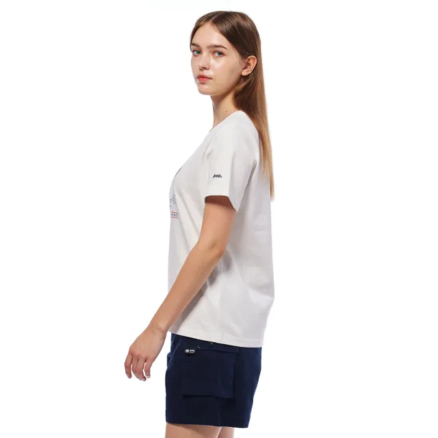 【JEEP】女裝 跳色品牌文字LOGO短袖T恤(白色)