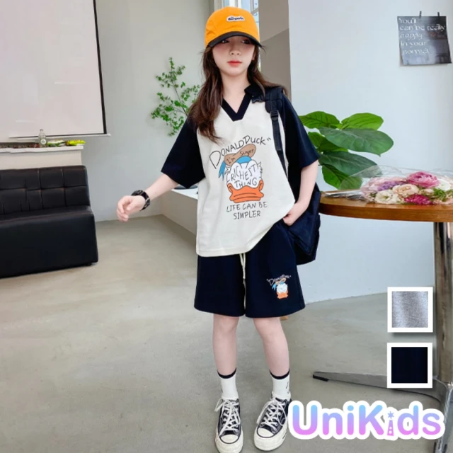 UniKids 中大童裝2件套裝甜美短袖POLO衫T恤休閒短