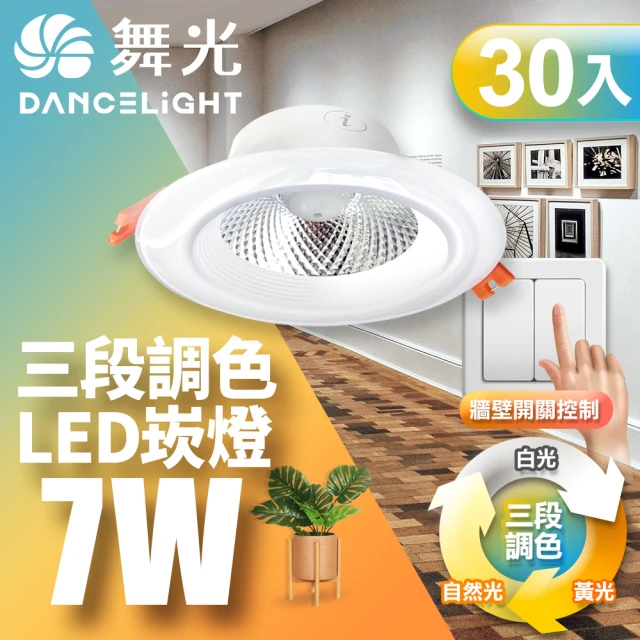 DanceLight 舞光 LED調色崁燈7W 崁孔 9CM牆壁開關直接調整三色溫-30入組