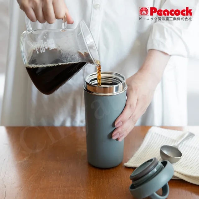 【Peacock 日本孔雀】316不鏽鋼 手提式City城市 咖啡杯 保冷保溫杯300ML-三色任選(上蓋可拆洗)
