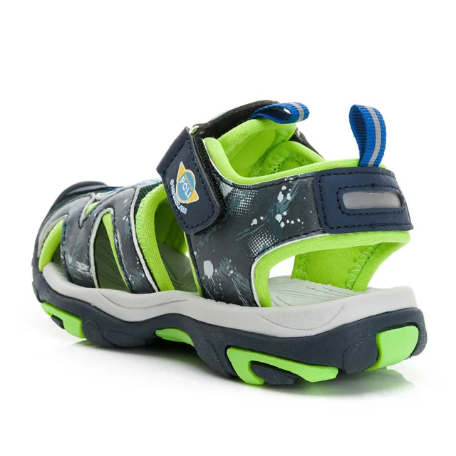 【POLI 波力】童鞋 波力 護趾電燈涼鞋/護趾 減壓 輕量 藍綠(POKT46076)