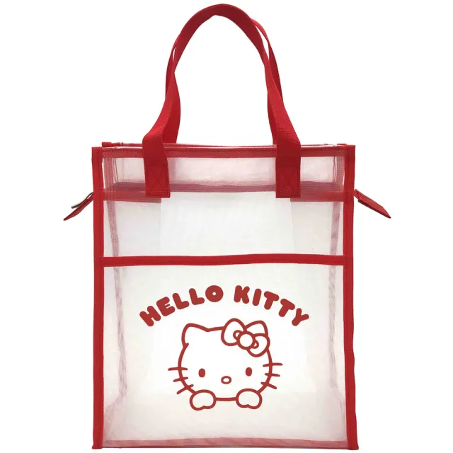 【SANRIO 三麗鷗】Hello Kitty網眼布直式補習袋(台灣正版授權)