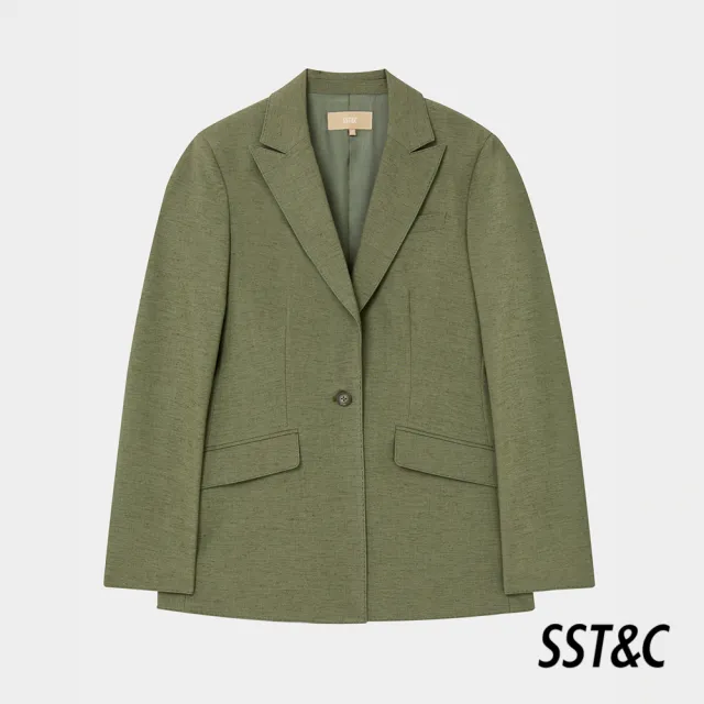 【SST&C 換季７５折】橄欖綠劍領合身版西裝外套7162405002