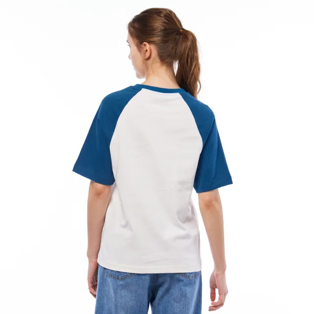 【JEEP】女裝 純棉跳色拉克蘭短袖T恤(藍色)
