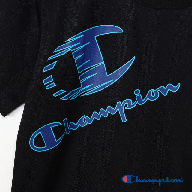 【Champion】官方直營-吸汗速乾Logo印花短袖運動T恤-童裝(黑色)