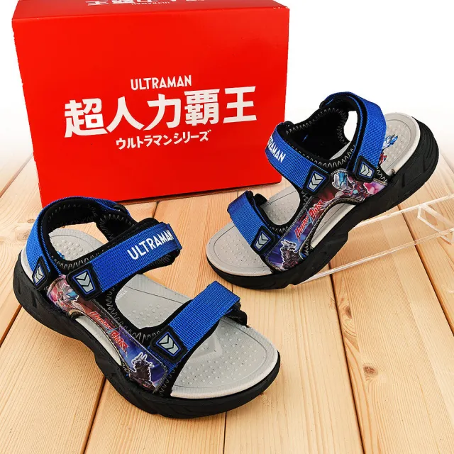 【童鞋城堡】中大童 多點可調 織帶涼鞋 超人力霸王(UM4614-藍)
