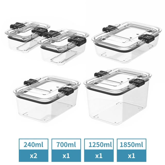 Prepara Latchlok 系列 TRITAN 保鮮盒 5件組(240mlx2+700ml+1250ml+1850ml)