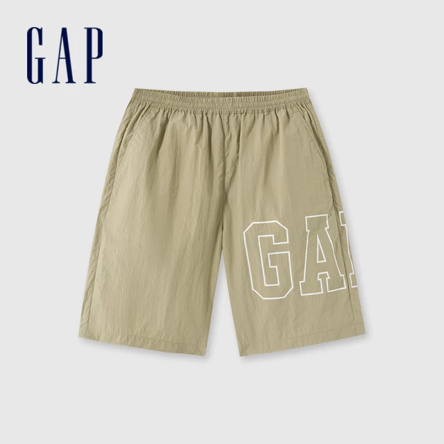 GAP 男裝 Logo鬆緊短褲-卡其色(461275)