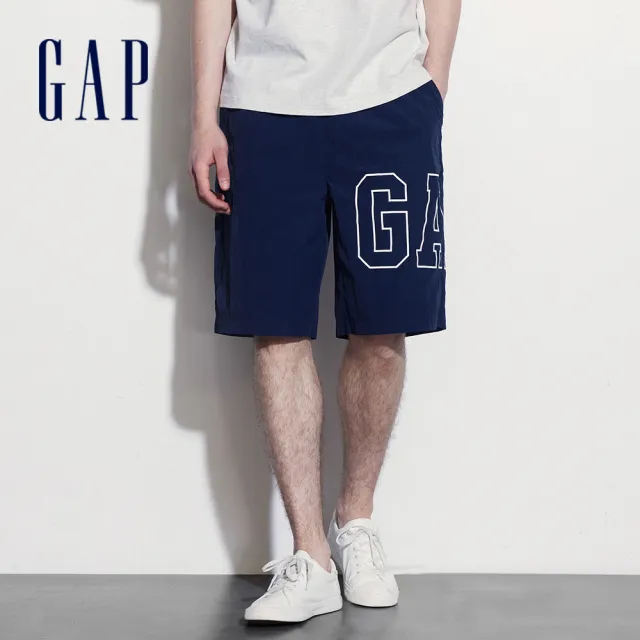 【GAP】男裝 Logo鬆緊短褲-海軍藍(461275)