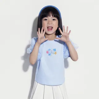 【GAP】女幼童裝 Logo純棉印花圓領短袖T恤-藍色(466776)