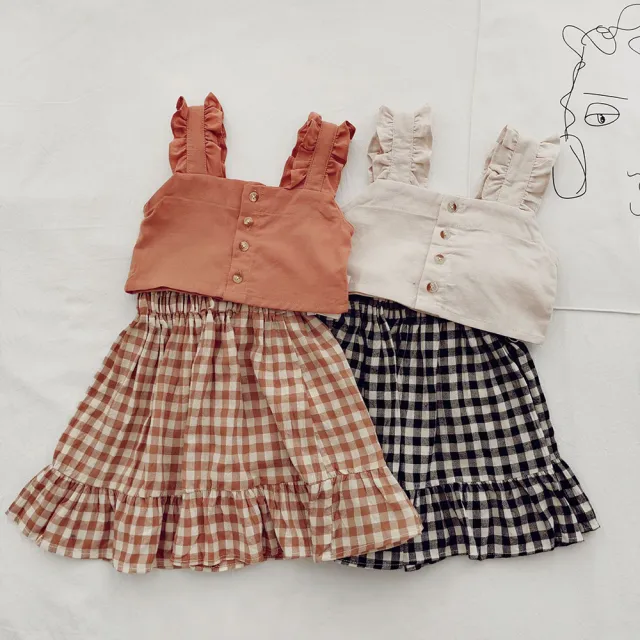【MANI 瑪尼】童裝女童背心裙套裝純棉夏季款(女童夏季休閒套裝)