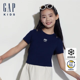 【GAP】女童裝 Logo印花圓領短袖T恤-海軍藍(465951)