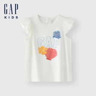【GAP】女童裝 Logo印花圓領短袖T恤-白色(465940)