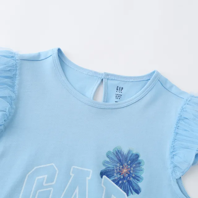 【GAP】女童裝 Logo印花圓領短袖T恤-藍色(465940)