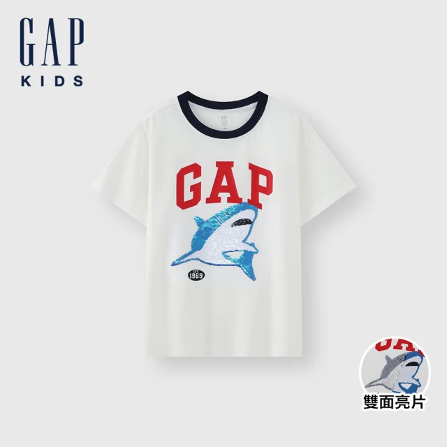 GAP 男童裝 Logo純棉趣味圓領短袖T恤-白色(4661