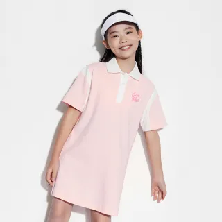 【GAP】女童裝 Logo印花翻領短袖洋裝-粉紅色(466622)