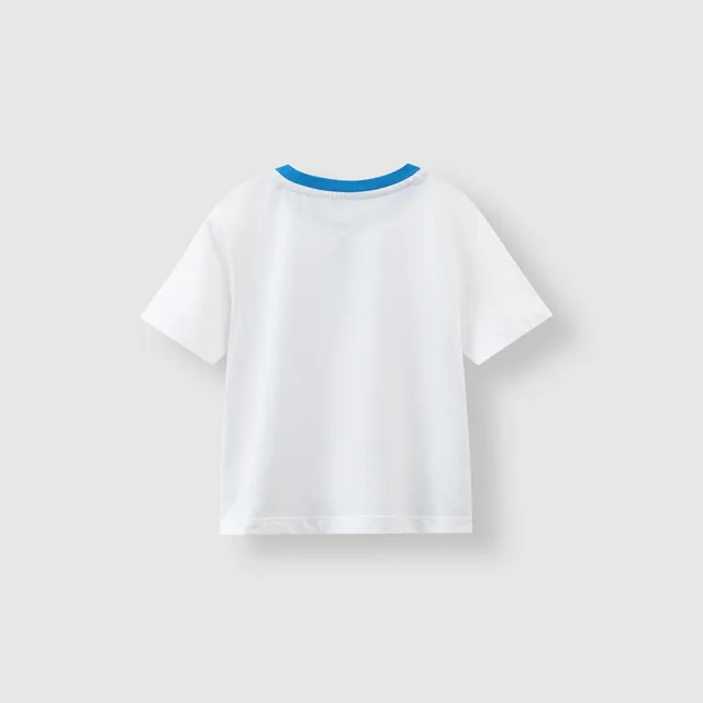【GAP】男幼童裝 Logo純棉印花圓領短袖T恤-藍白條紋(465398)