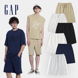 【GAP】男裝 Logo刺繡抽繩鬆緊短褲-黑色(465597)