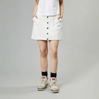 【Dickies】女款白色純棉品牌金屬釦簡約丹寧短裙｜DK013002WHX
