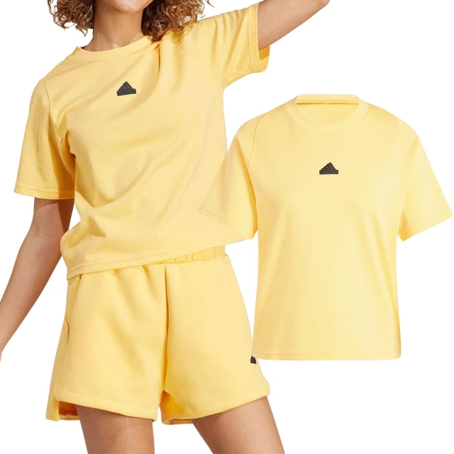 adidas 愛迪達 M Z.N.E. TEE 女款 黃色 運動 休閒 基本款 LOGO 休閒 上衣 短袖 IS3932