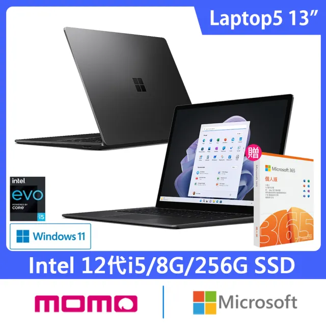 【Microsoft 微軟】微軟365個人版★13吋i5輕薄觸控筆電(Surface Laptop5/i5-1235U/8G/256G/W11-黑)