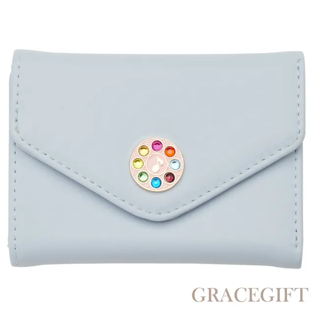 【Grace Gift】小魔女DoReMi聯名-精靈咪咪三折短夾(藍)