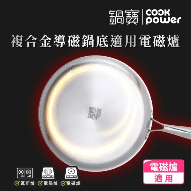 【CookPower 鍋寶】七層壓鑄不沾鍋316不鏽鋼蜂巢深煎鍋30CM-含蓋(IH/電磁爐適用)