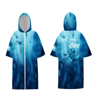 【SWIMFLOW】時尚拉鍊速乾毛巾衣(毛巾衣 拉鍊款 速乾毛巾衣 浴巾衣 斗篷 浴巾 連帽浴巾 游泳浴巾 沙灘巾)