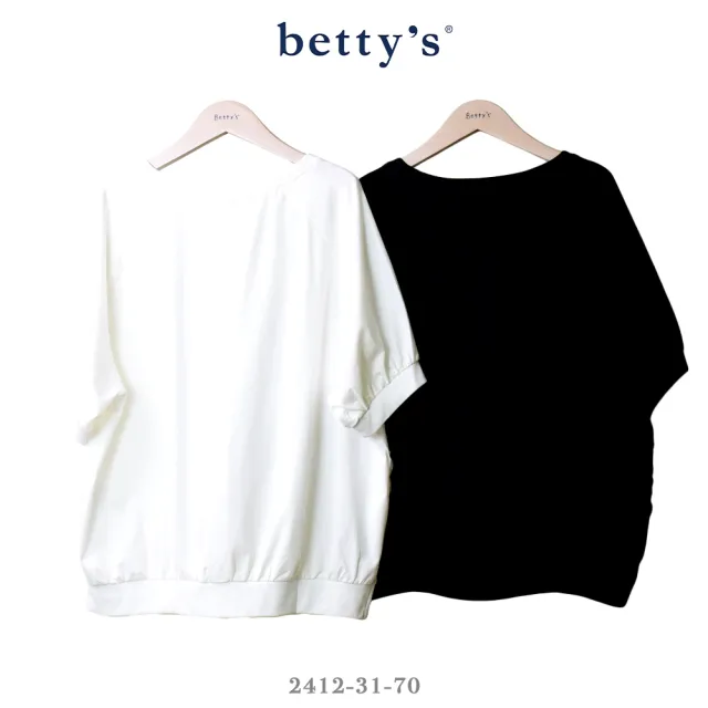 【betty’s 貝蒂思】滿版布花領口小語短袖上衣(共二色)