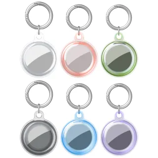 【IS】AirTag 適用 C4 圓形追蹤定位防丟器帶鑰匙圈水晶透明保護套 車內可用(全包軟殼/鑰匙圈扣環)