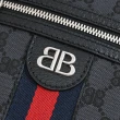 【Balenciaga 巴黎世家】Hacker Project 限定經典雙B緹花織帶拼接小包斜背包(黑)