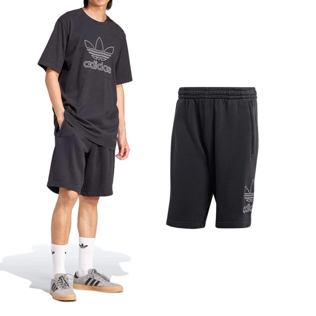 adidas 愛迪達 OUTL TREF Short 男款 黑色 三葉草 休閒 純棉 口袋 運動 短褲 IU2370