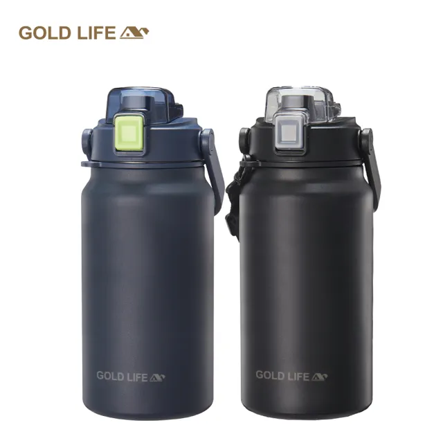 【GOLD LIFE】買一送一 316不鏽鋼超大容量雙飲保溫瓶1300ml(保冰 保溫 手機架 大容量 相伴瓶)