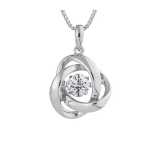 【Crossfor New York】日本原裝純銀懸浮閃動項鍊 Loop環繞(提袋禮盒-生日禮物 情人節送禮)