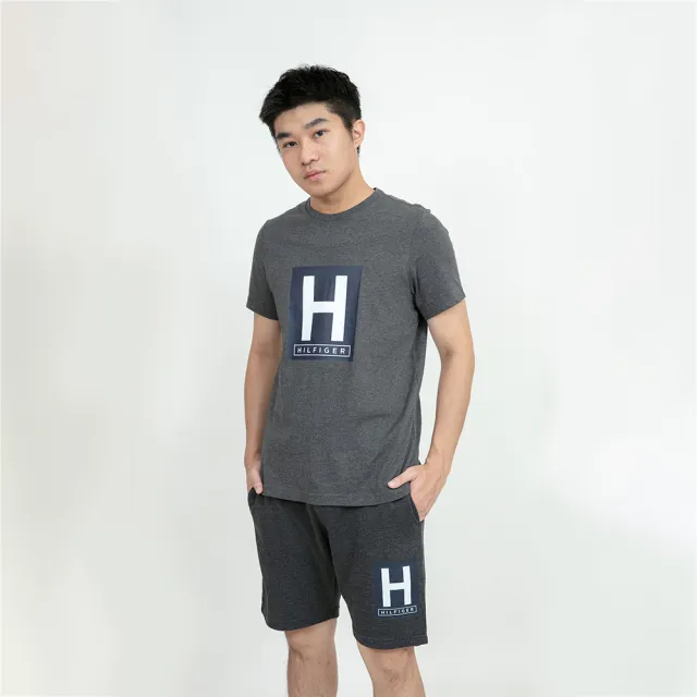 【Tommy Hilfiger】Tommy Hilfiger 方框設計 棉短褲 薄刷毛 大尺碼  湯米 短褲  鬆緊(短褲9031EW4)