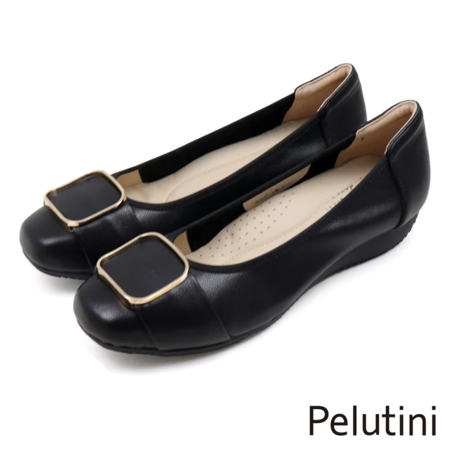 Pelutini 經典C字釦環造型淑女低跟鞋 象牙白(333