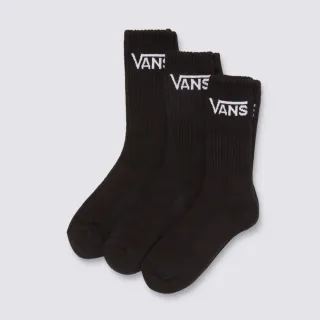 【VANS 官方旗艦】Classic Crew 男女款黑色長襪 3 入組