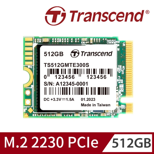 Transcend 創見 搭 Dockcase LED智能外接盒 ★ 512GB 2230 PCIe Gen3 SSD固態硬碟(TS512GMTE300S)