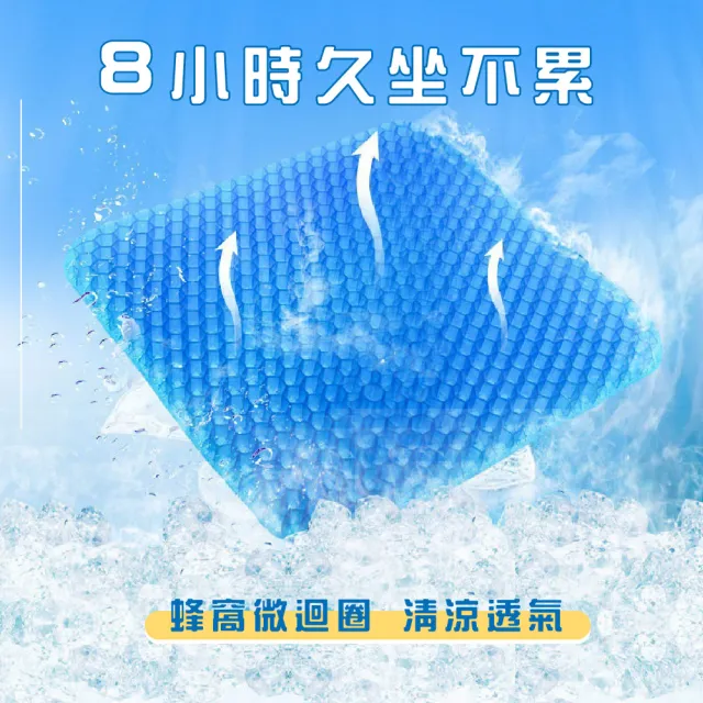 【Q彈涼爽】涼感透氣加厚蜂窩凝膠坐墊(散熱透氣 涼墊 車用坐墊 椅墊 辦公室 減壓墊 蜂巢坐墊 冰涼墊)