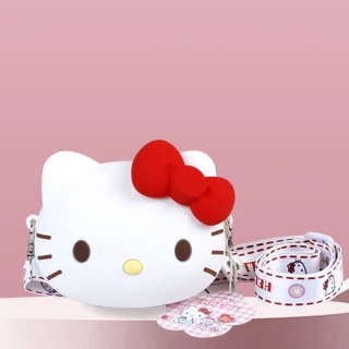 【SANRIO 三麗鷗】官方授權卡通矽膠零錢包 迷你斜挎包 Hello Kitty凱蒂貓小包(三麗